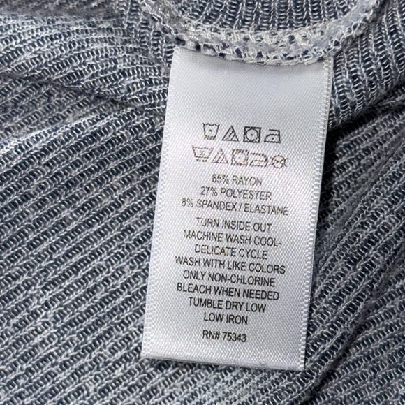 Christian Siriano Navy & White Stripe Top Drop Shoulder 3/4 Dolman Sleeve Sz XS - Picture 6 of 7